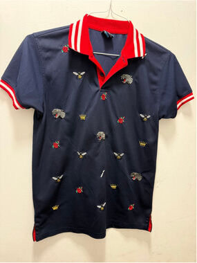 Boys Bleecker and Mercer Navy Red Embroidered Polo Shirt L 14-16